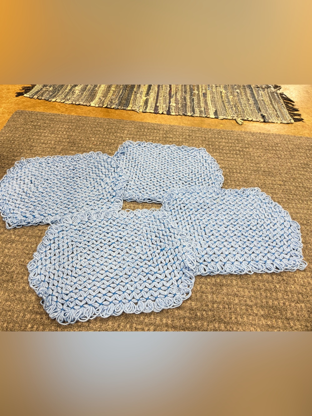 Light Blue Crochet Placemats - Set of 4
